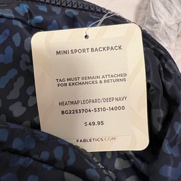 Fabletics NEW w/tags Navy Leopard Mini Sport Backpack - Picture 4 of 6